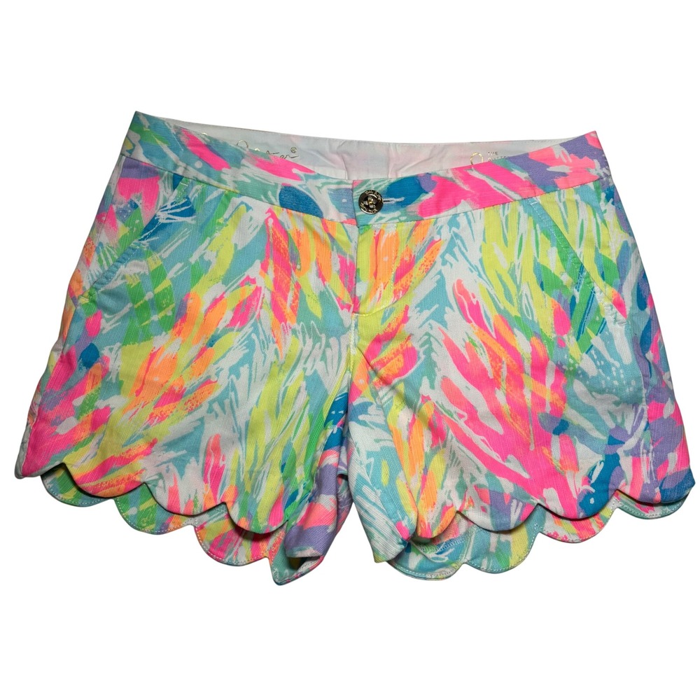 Lilly Pulitzer Buttercup Shorts Womens Multicolor Excellent Scalloped 5in Size 0